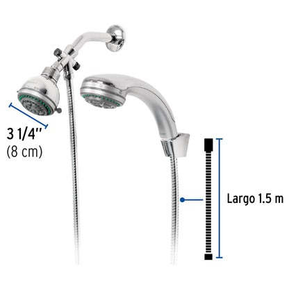 Regadera 3" con extensión tipo teléfono 5 funciones, Foset 49433