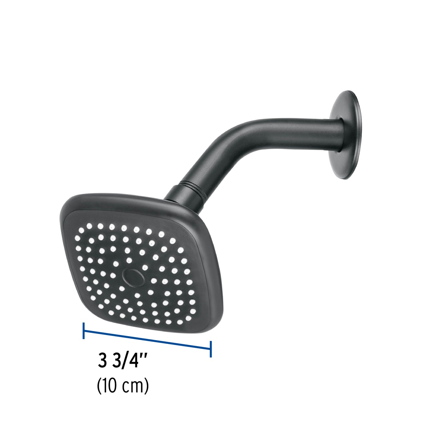 Regadera cuadrada 3-3/4" brazo y chapetón, negro, Basic 48420