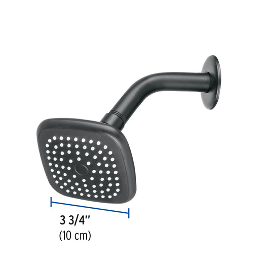 Regadera cuadrada 3-3/4" brazo y chapetón, negro, Basic 48420
