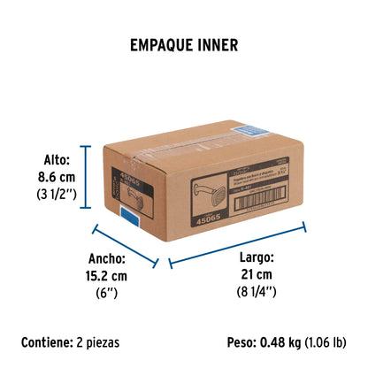 Regadera cuadrada 3-3/4" brazo y chapetón de acero, Foset 45065