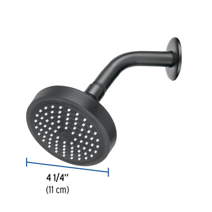 Regadera redonda 4-1/4" brazo y chapetón, negro, Basic 48422
