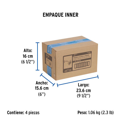 Regadera cuadrada ABS 4" acabado satín con brazo, Foset 46738