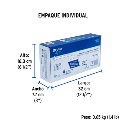 Regadera cuadrada ABS 6" acabado cromo con brazo, Foset 46734