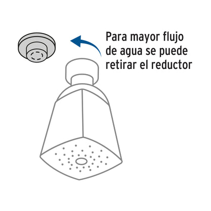 Regadera cuadrada 2" brazo y chapetón de acero, Foset 49248