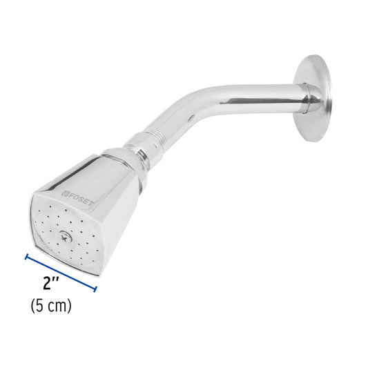Regadera cuadrada 2" brazo y chapetón de acero, Foset 49248