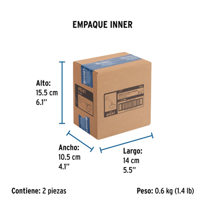 Regadera redonda 3-1/2" brazo y chapetón de acero, Foset 49247