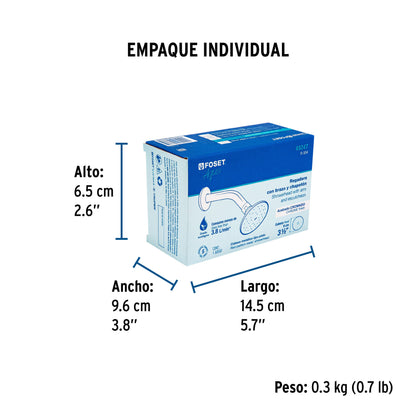 Regadera redonda 3-1/2" brazo y chapetón de acero, Foset 49247