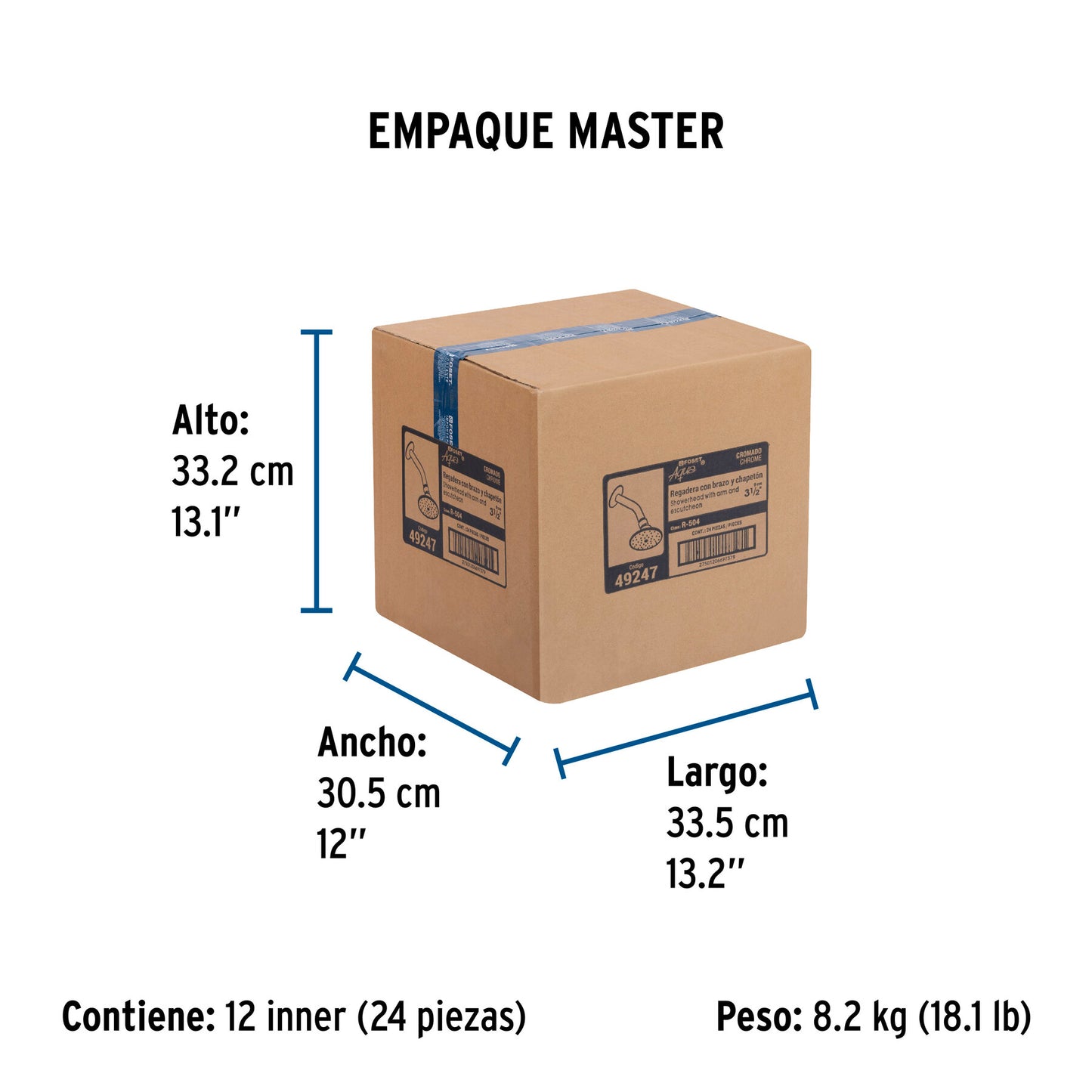 Regadera redonda 3-1/2" brazo y chapetón de acero, Foset 49247