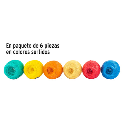 6 PIEZAS Rollos de rafia de 410 m colores surtidos calibre 2.2 g/m