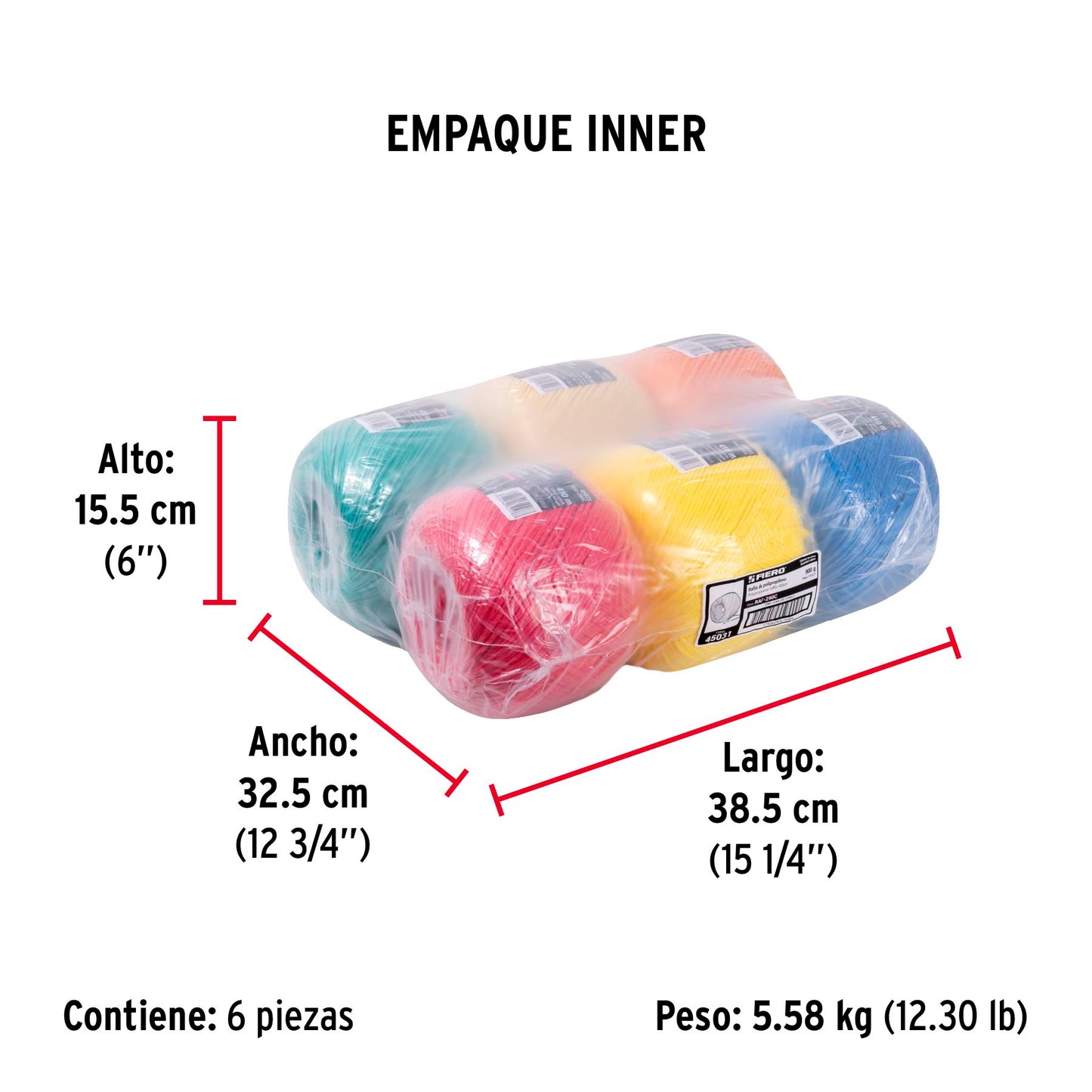 6 PIEZAS Rollos de rafia de 410 m colores surtidos calibre 2.2 g/m