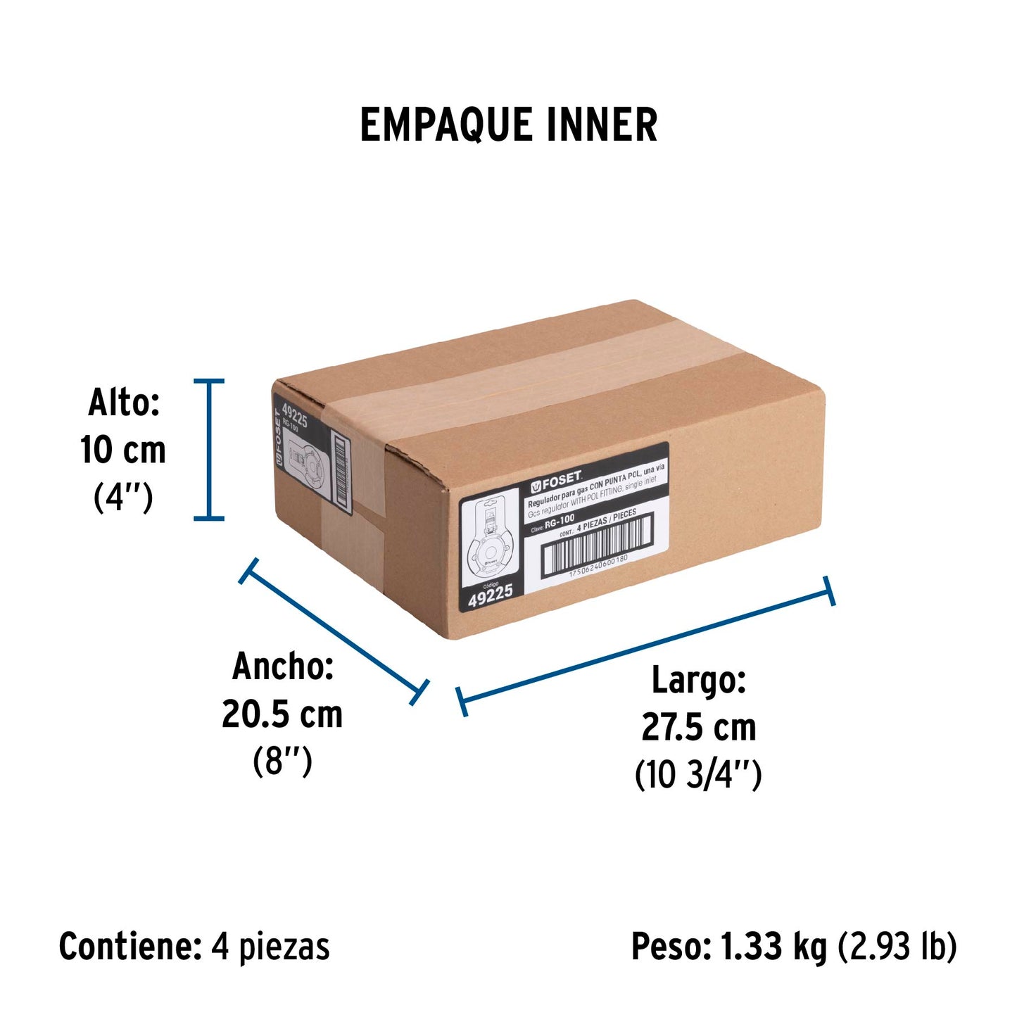 Regulador de gas L.P. de 1 vía, FOSET 49225
