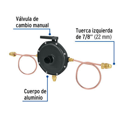 Regulador de gas L.P. de 2 vías, FOSET 49226