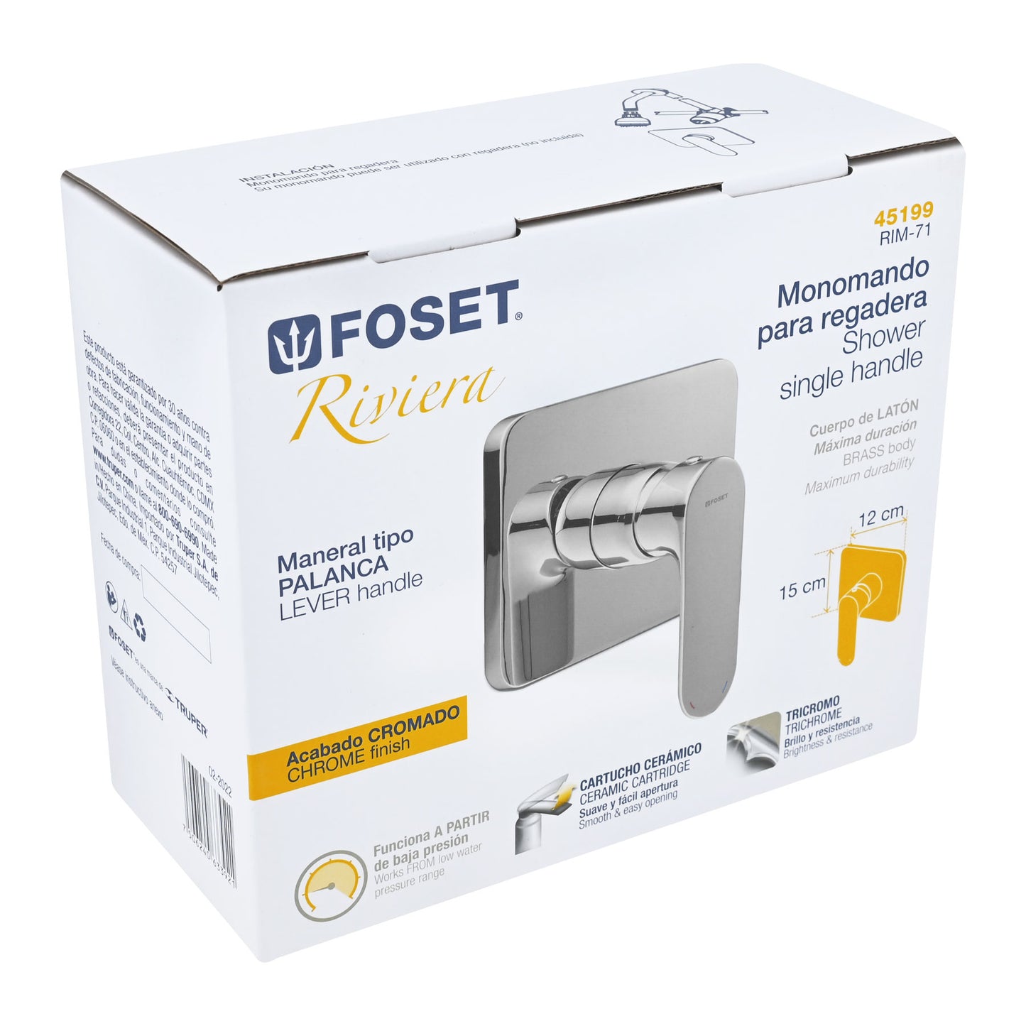 Monomando para regadera, cromo, RIVIERA 45199