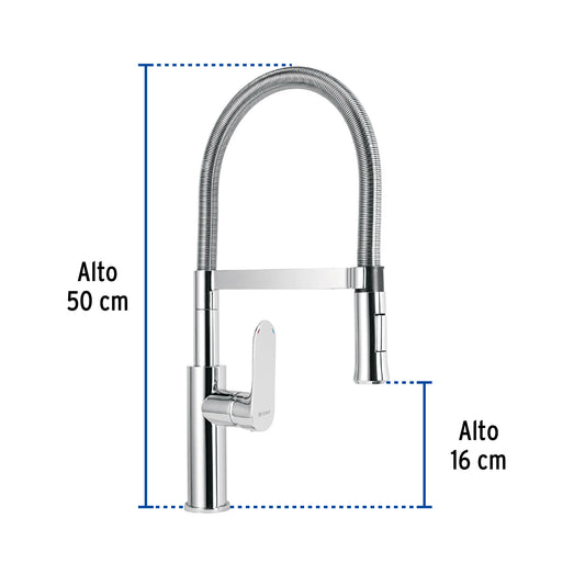 Monomando nariz flexible para fregadero, cromo, FOSET RIVIERA 45195