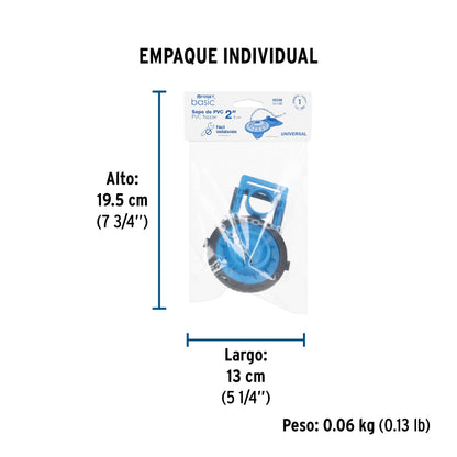 Sapo 2" para WC, PVC, azul, cadena plástica, FOSET 49346