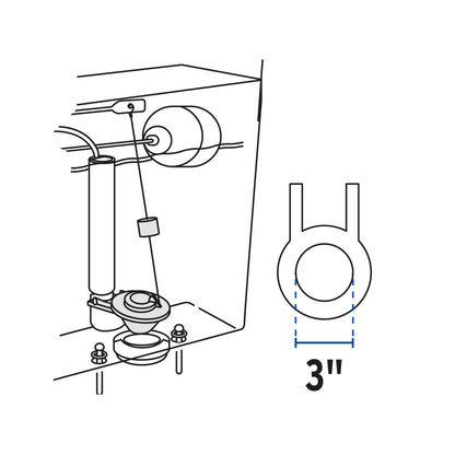 Sapo 3" para WC, PVC, azul, cadena plástica, FOSET 40172