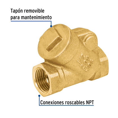 Válvula check de latón de 1/2", FOSET 49076