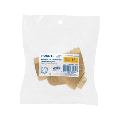 Válvula check de latón de 1", FOSET 49078