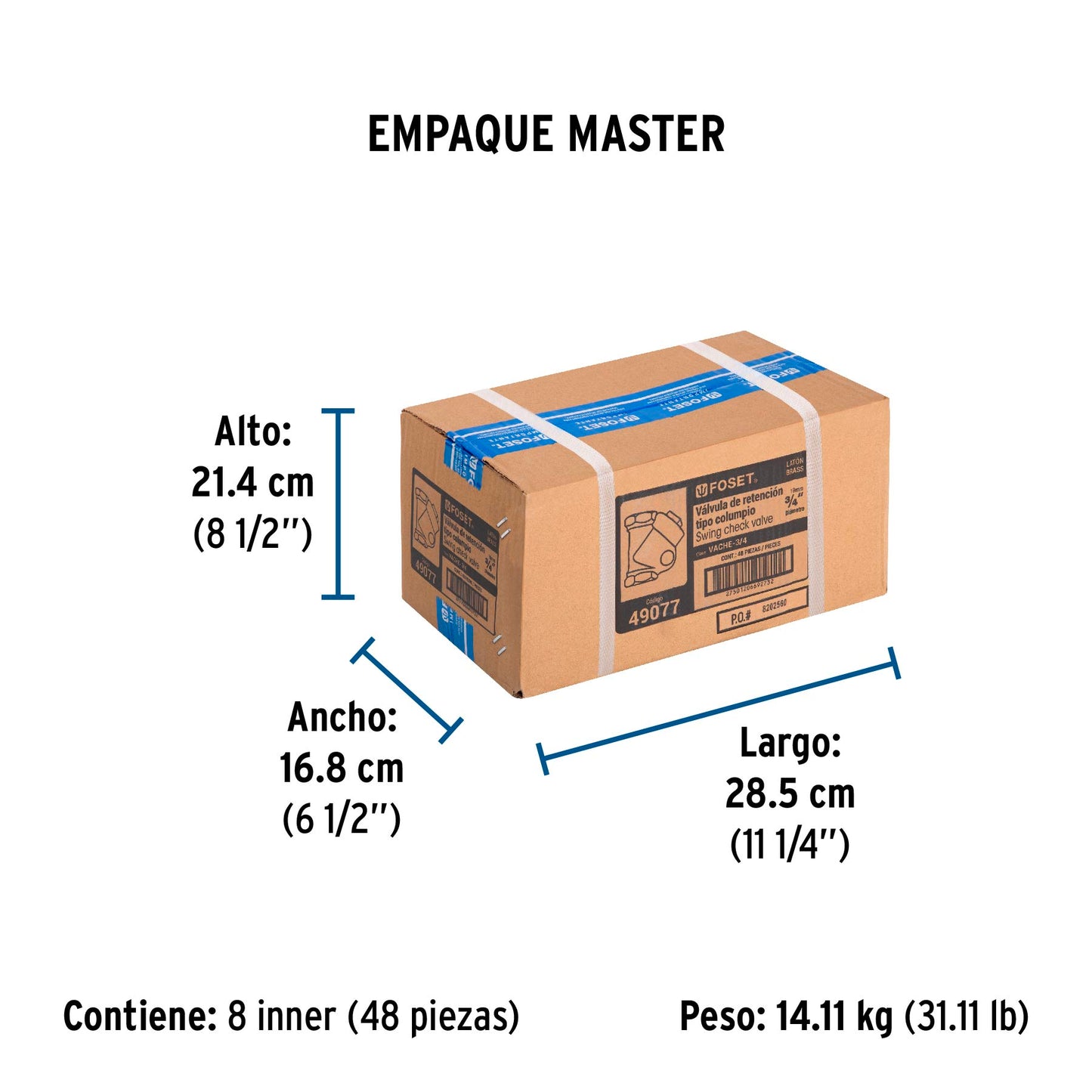 Válvula check de latón de 3/4", FOSET 49077
