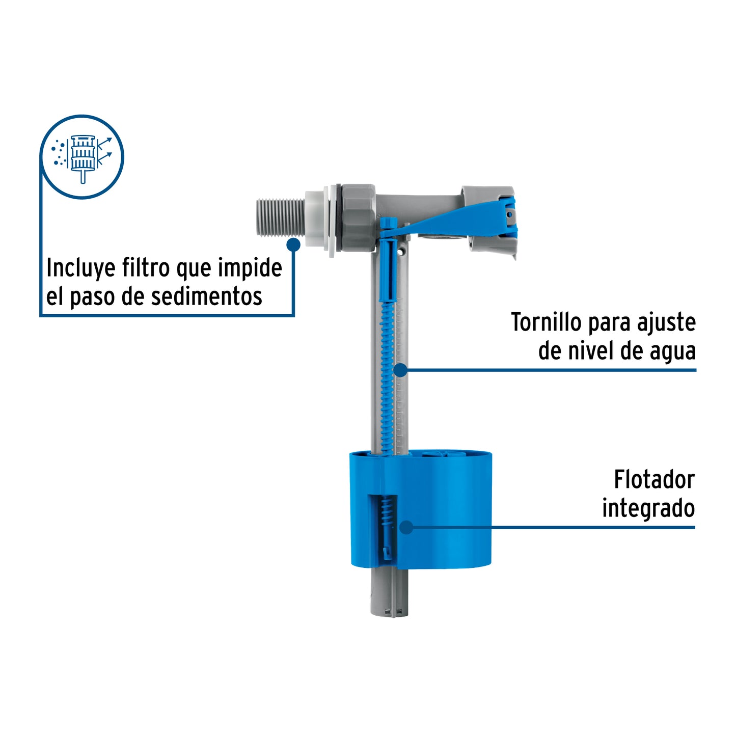 Válvula de llenado con flotador para tinaco, 1/2", FOSET 49496