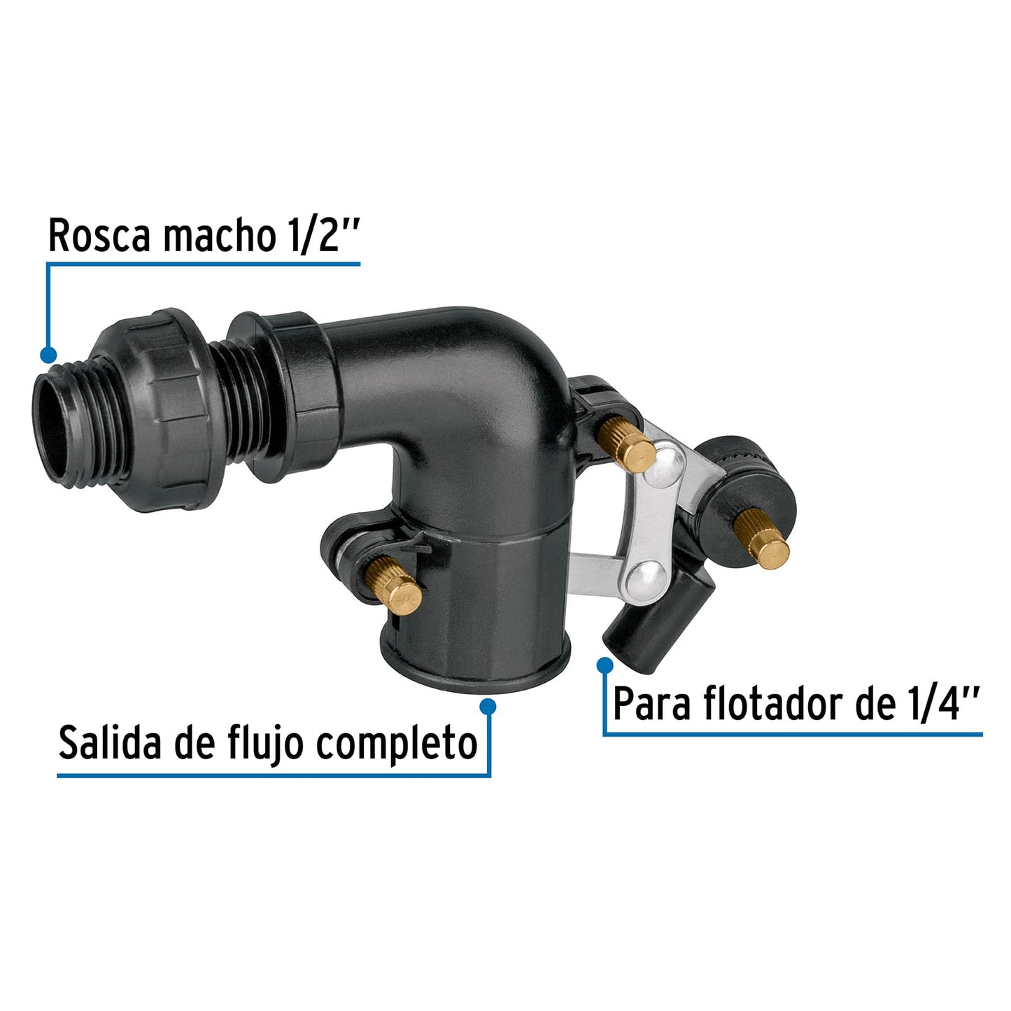 Válvula plástica de llenado para flotador, 1/2", FOSET 48082