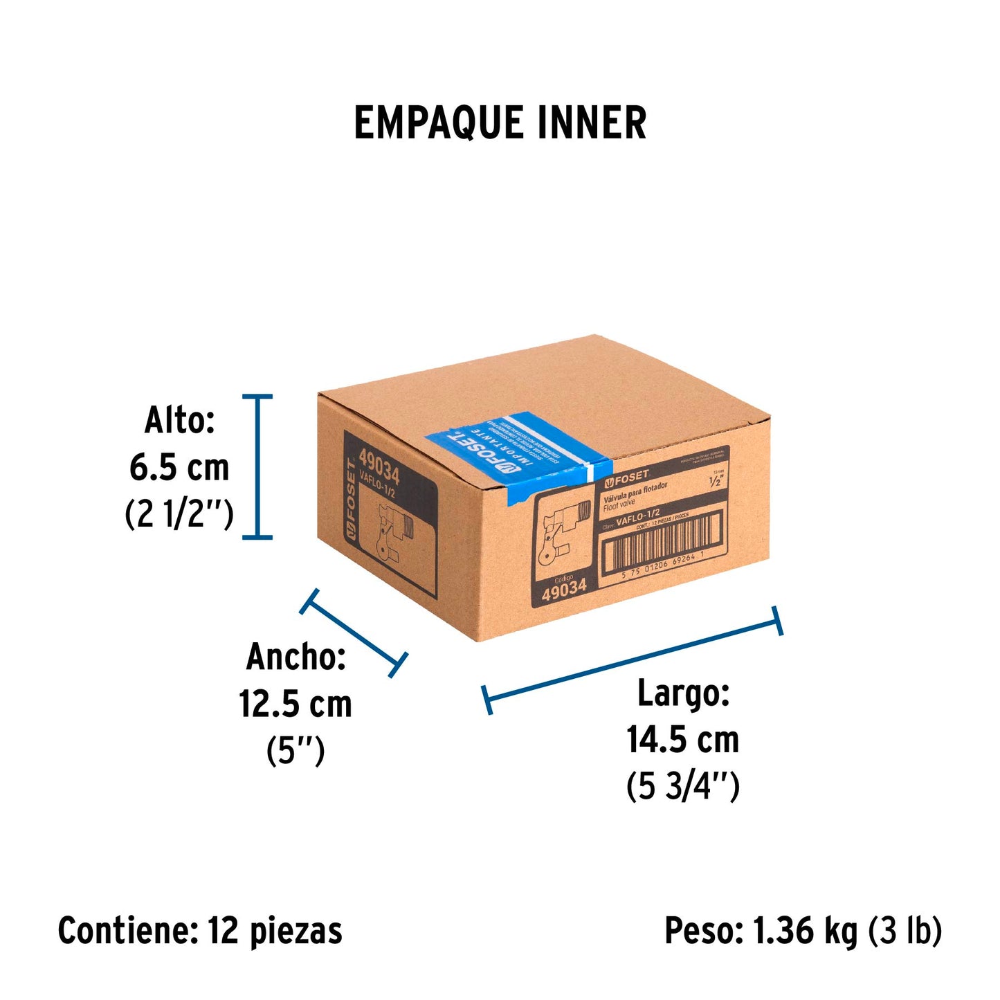 Válvula de flotador de latón 1/2", FOSET 49034