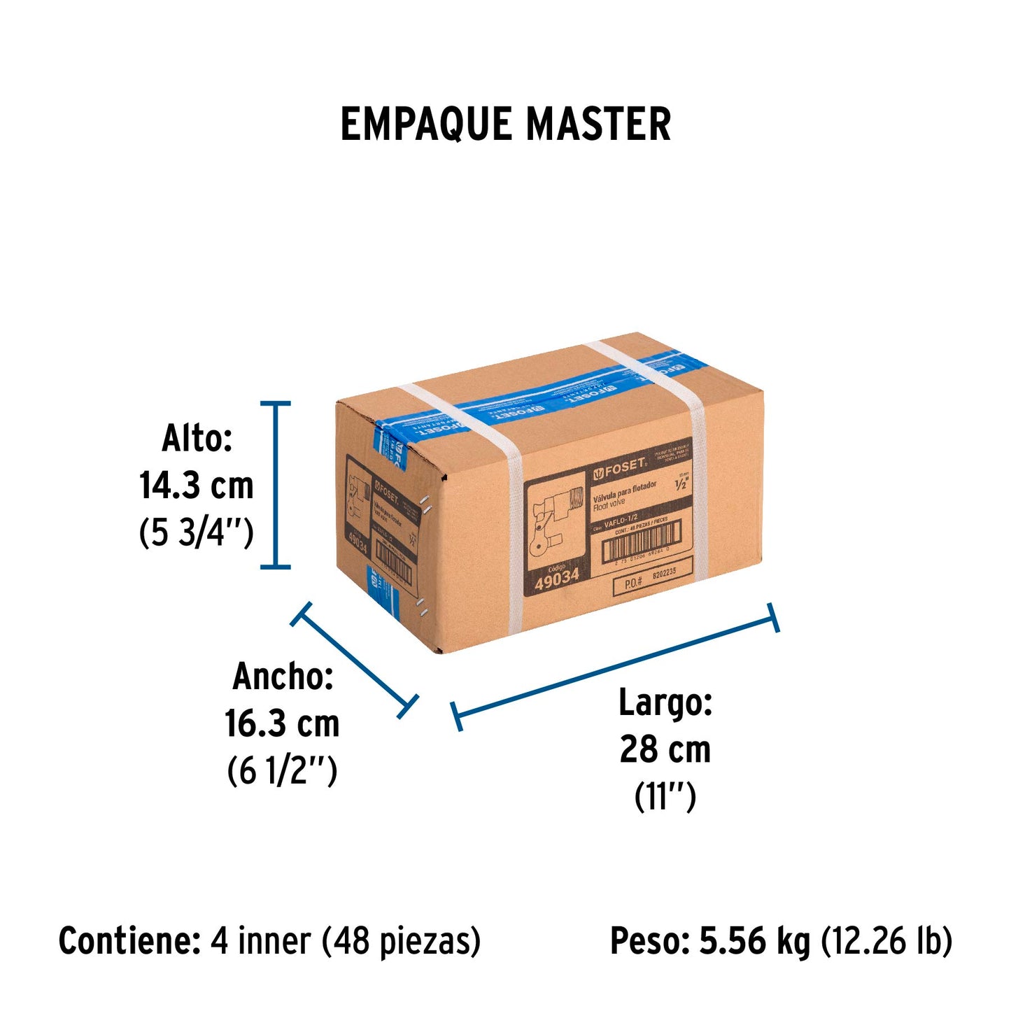 Válvula de flotador de latón 1/2", FOSET 49034