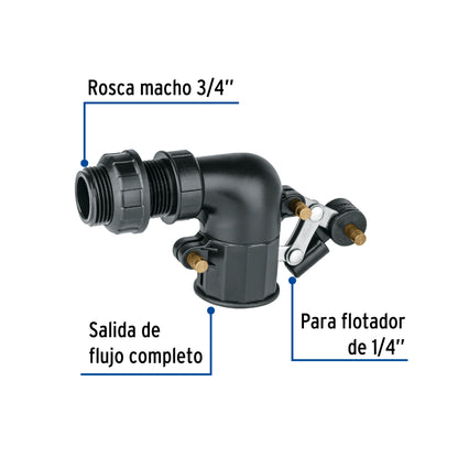 Válvula plástica de llenado para flotador, 3/4", FOSET 48545