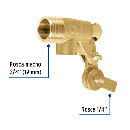 Válvula de flotador de latón 3/4", FOSET 49035