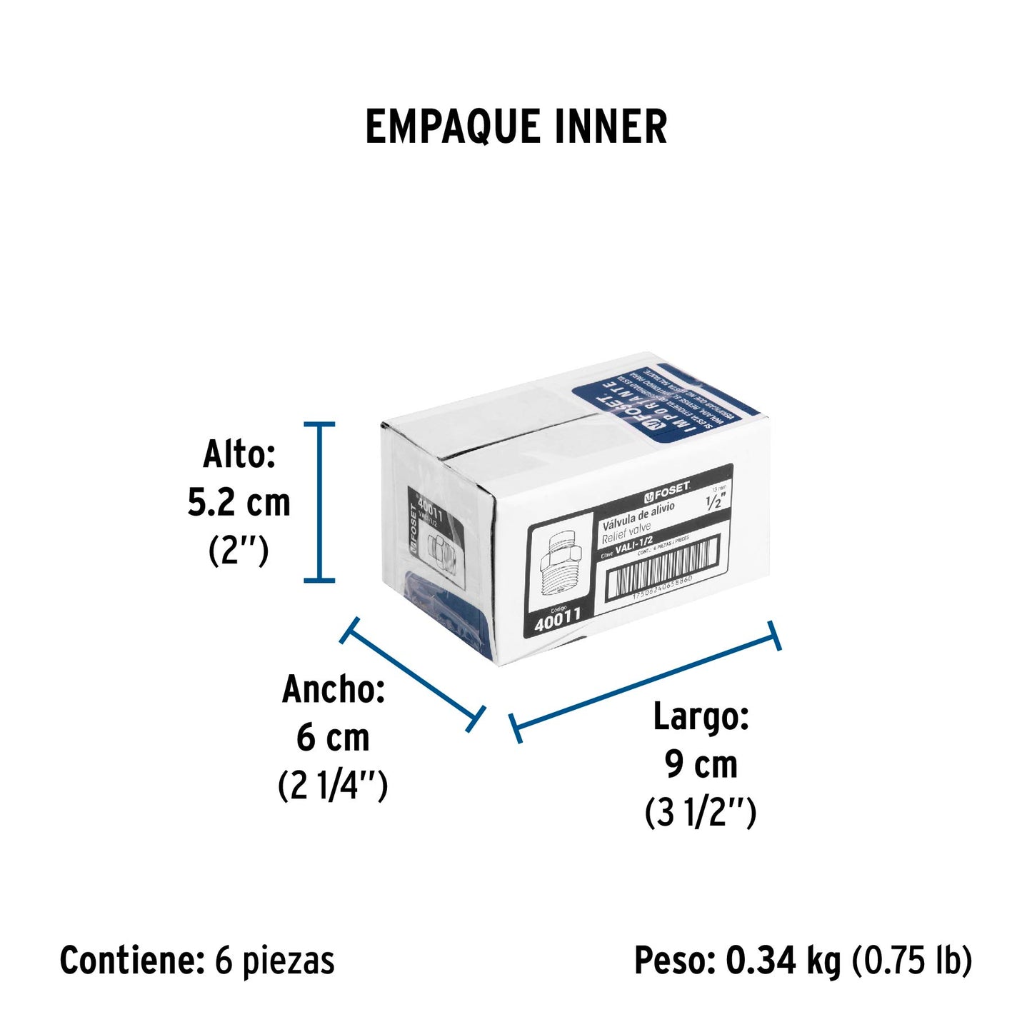 Válvula de alivio 1/2", FOSET 40011