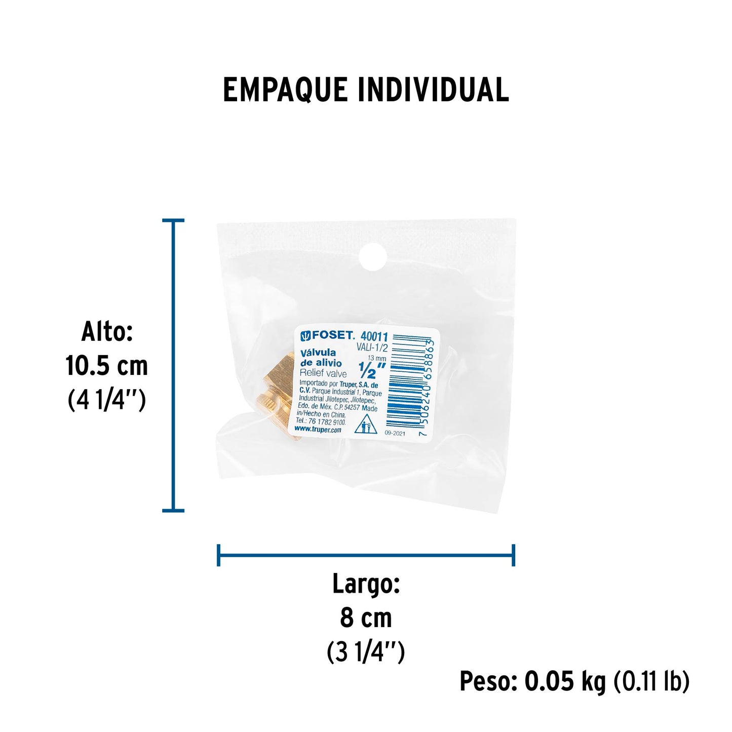 Válvula de alivio 1/2", FOSET 40011