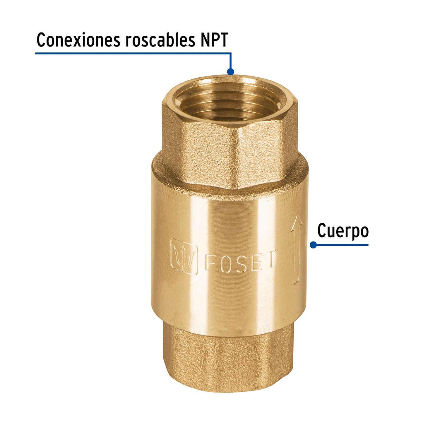 Válvula de retención de latón de 1/2", FOSET 49065