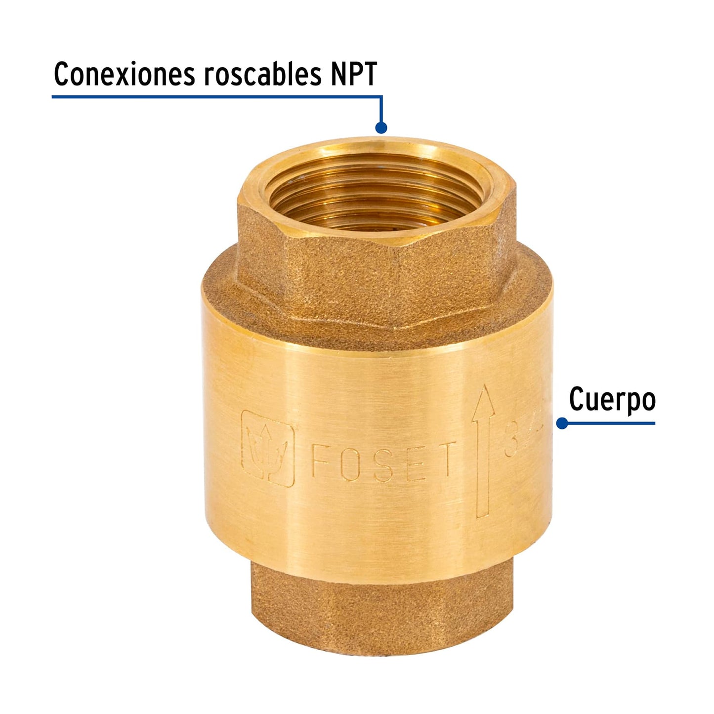 Válvula de retención de latón de 3/4", FOSET 49066