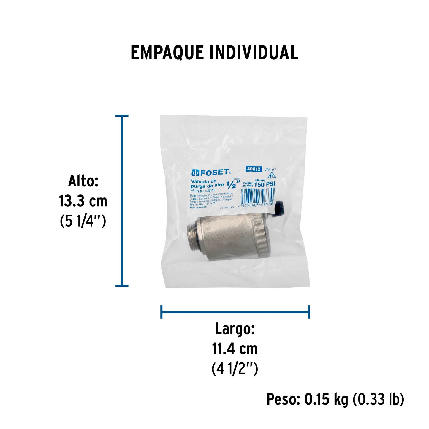 Válvula de purga de aire 1/2", FOSET 40012