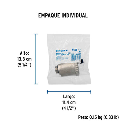 Válvula de purga de aire 1/2", FOSET 40012