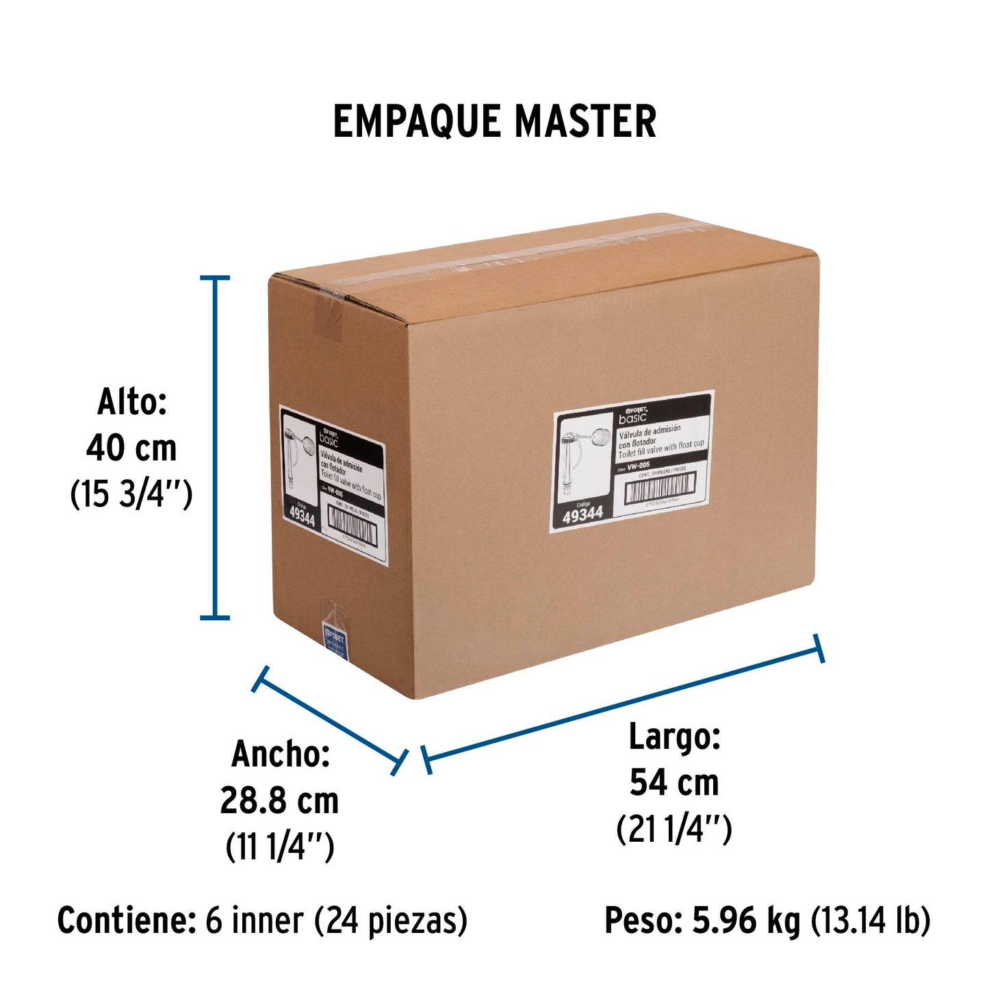 Válvula de llenado de plástico con flotador para tanque bajo 49344