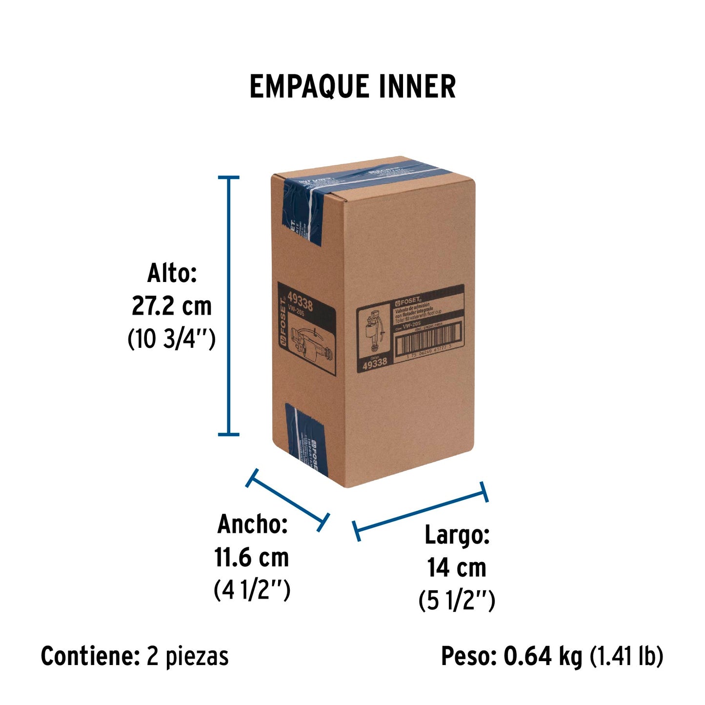 Válvula de llenado, ajustable, de plástico para tanque bajo 49338