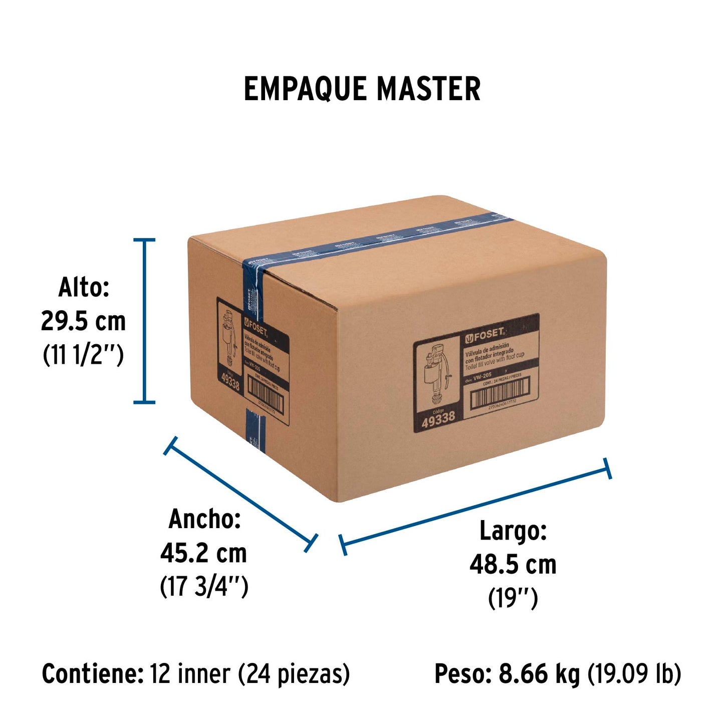 Válvula de llenado, ajustable, de plástico para tanque bajo 49338