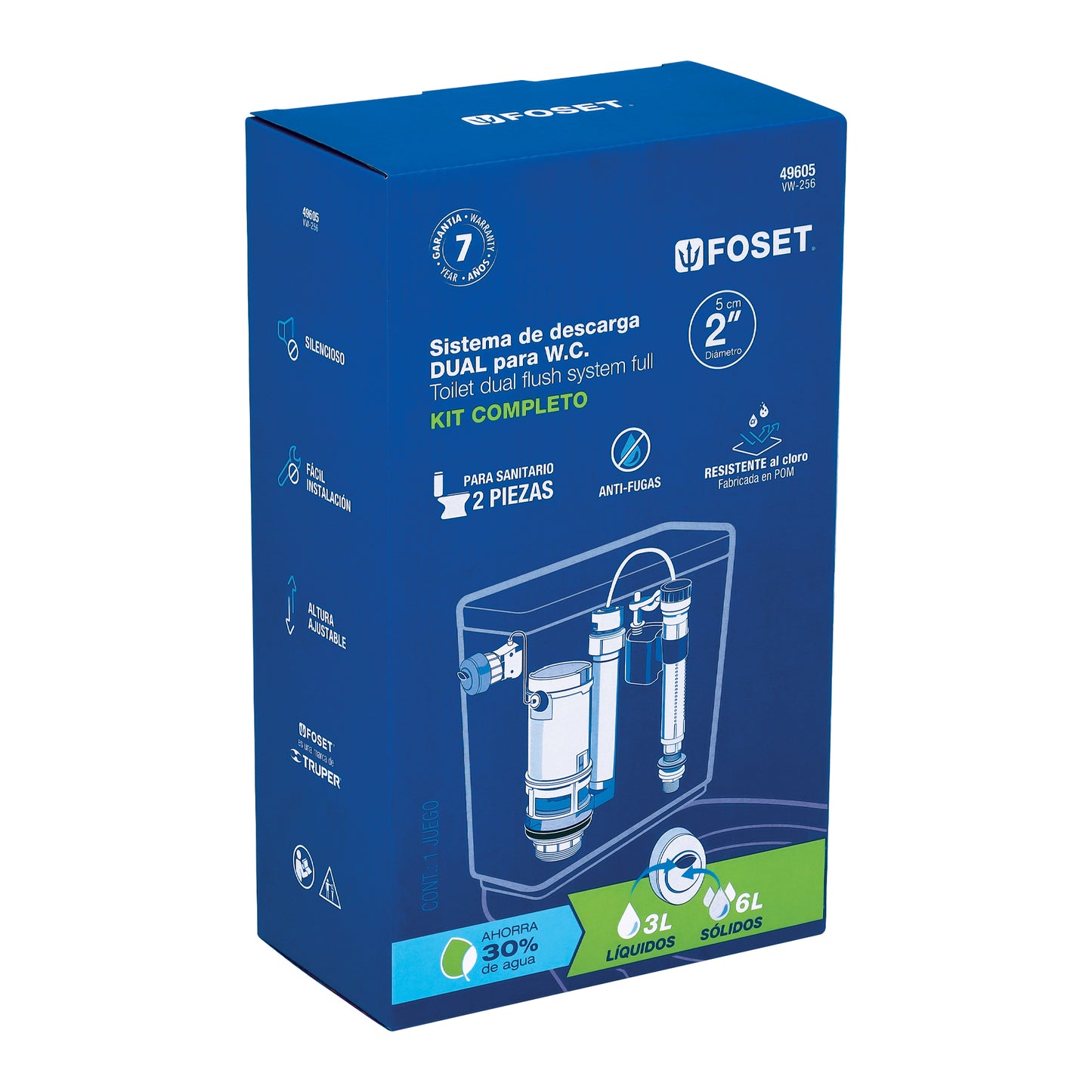 Juego de accesorios para WC, con sistema dual, FOSET 49605