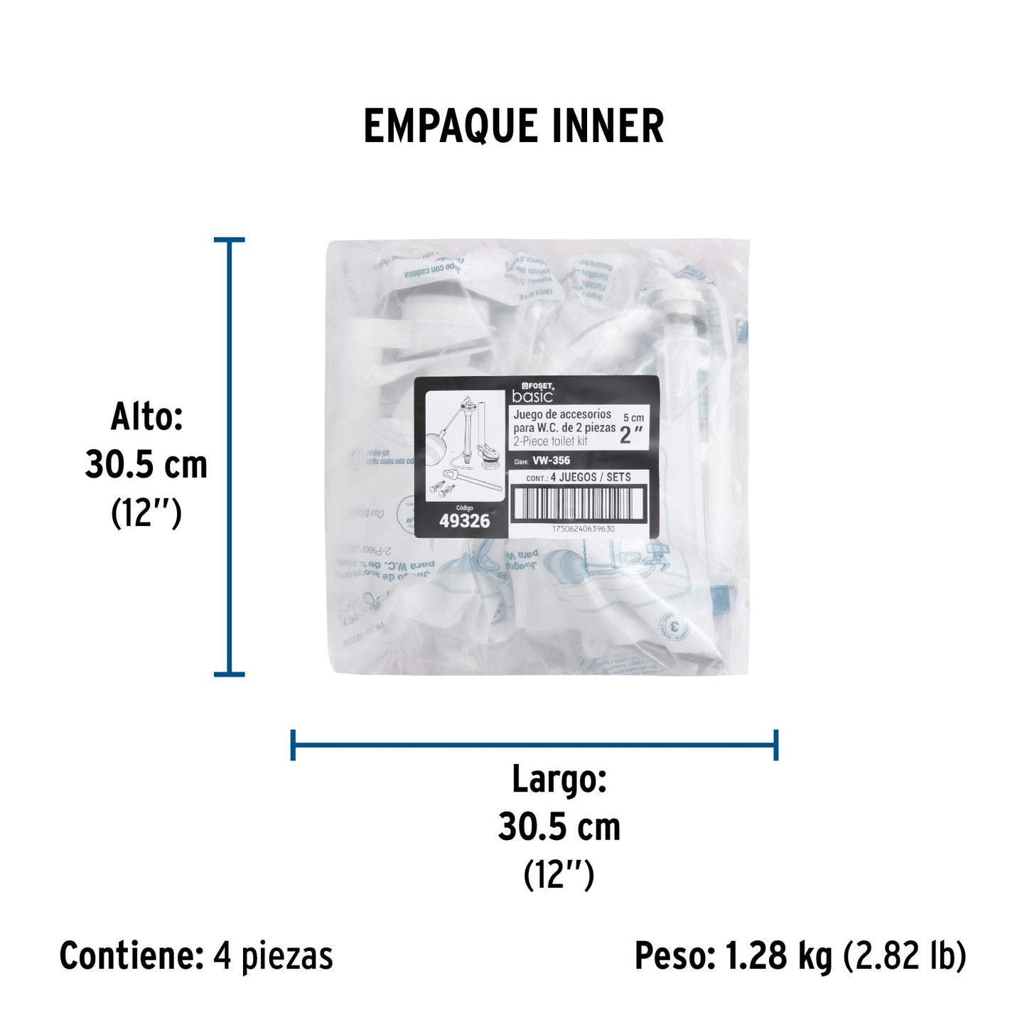 Juego de accesorios para WC, 2" con flotador, BASIC 49326