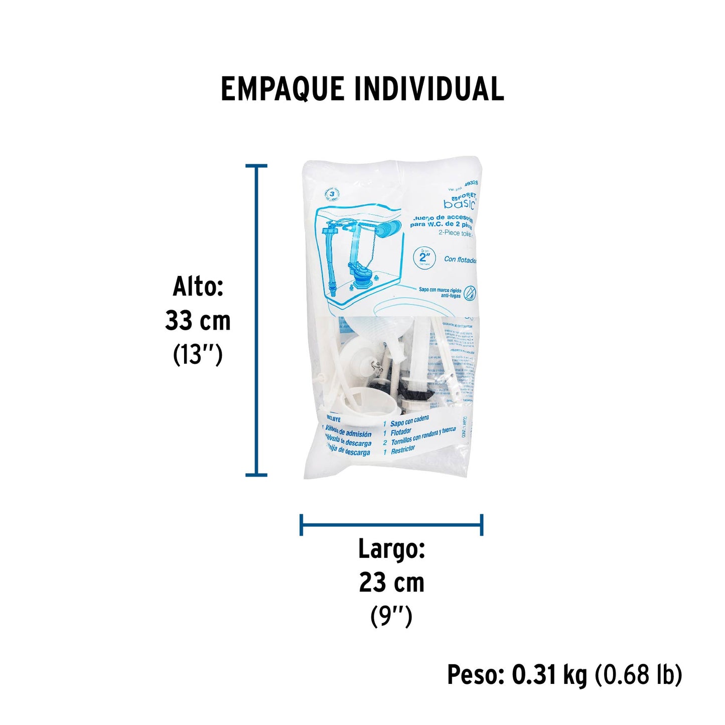 Juego de accesorios para WC, 2" con flotador, BASIC 49326