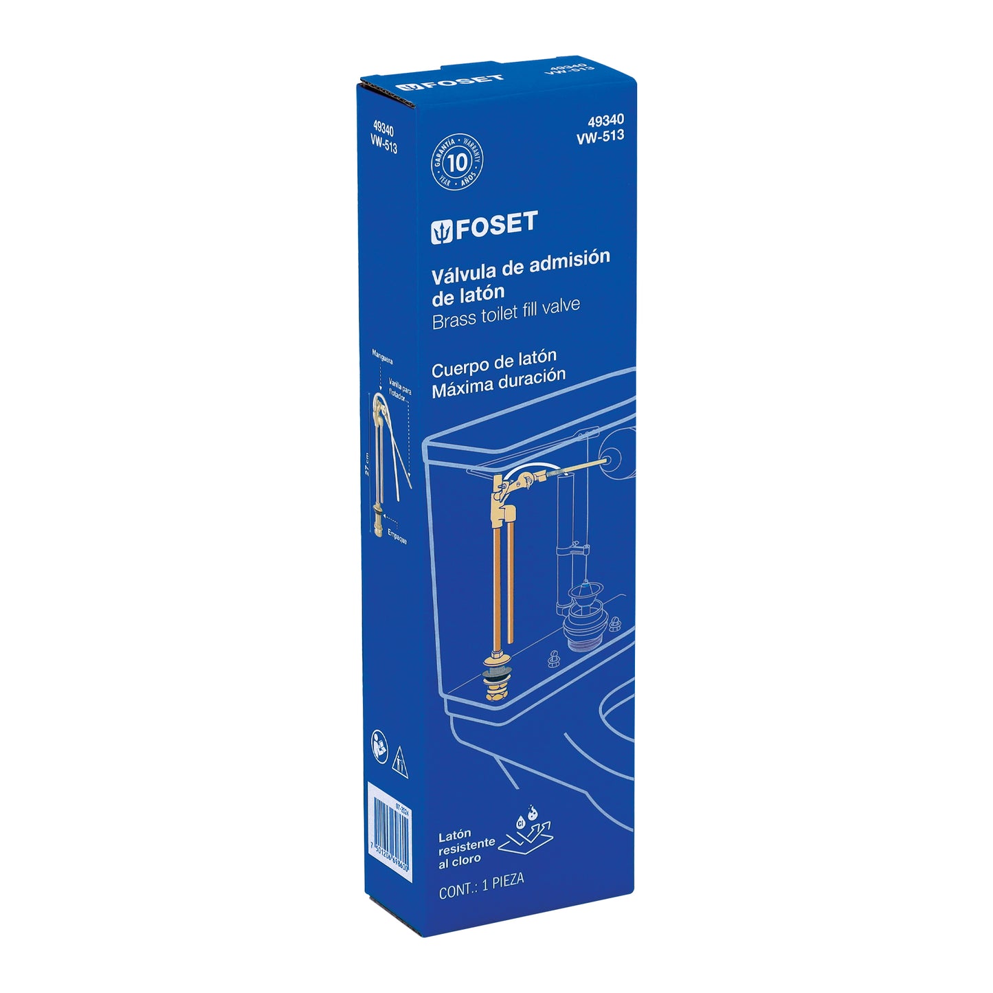 Válvula de llenado de latón para tanque bajo, FOSET 49340